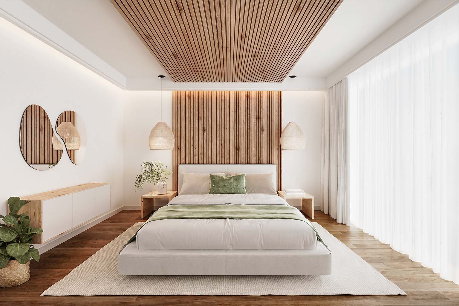 Japandi virtual staging showcasing a fusion of Japanese minimalism and Scandinavian functionality by Virtual HomeZen.